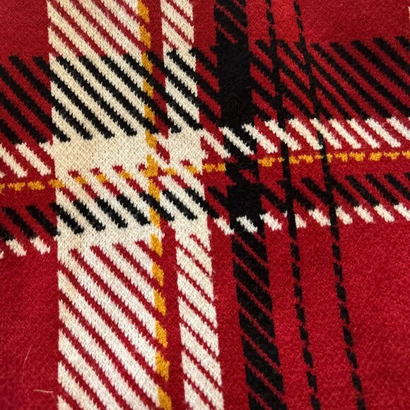 Tahari SZM Deep Red Plaid Sweater Timeless Heritage Preppy Modern Academia Old $ - Picture 6 of 8